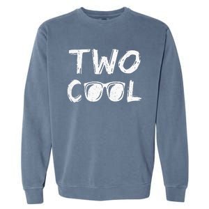 Kids Two Cool 2nd Birthday Gift 2 Year Old Boy Second Bday Garment-Dyed Sweatshirt