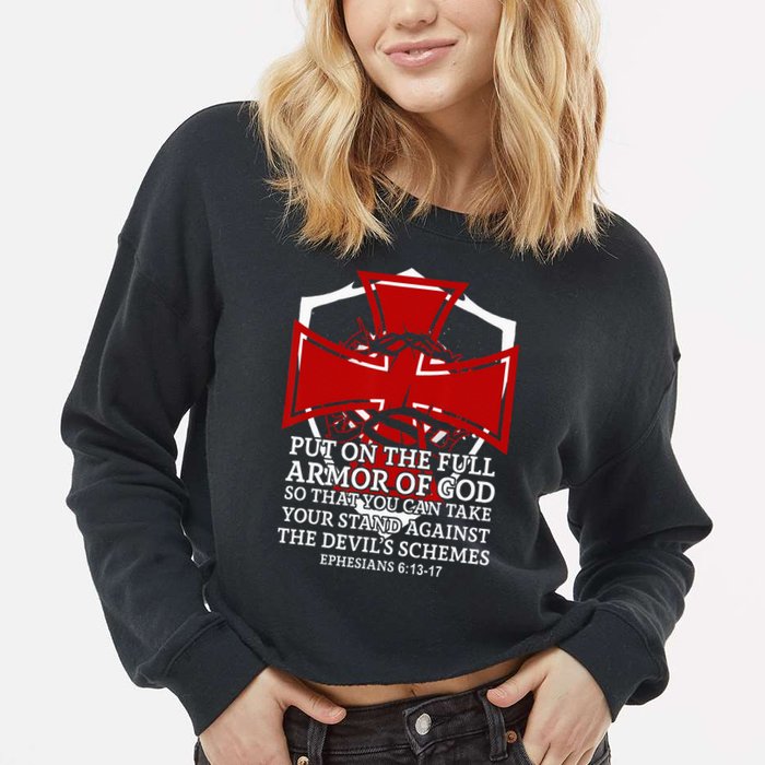 Knight Templar Christian Armor Of God Cropped Pullover Crew