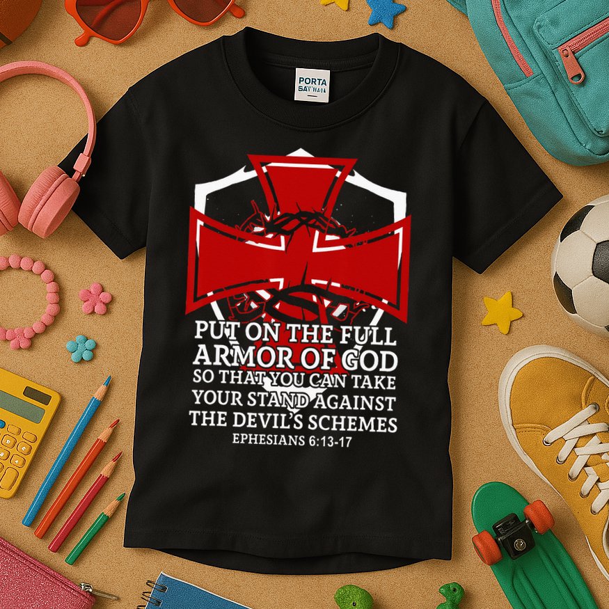 Knight Templar Christian Armor Of God Kids T-Shirt