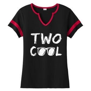 Kids Two Cool 2nd Birthday Gift 2 Year Old Second Bday Ladies Halftime Notch Neck Tee