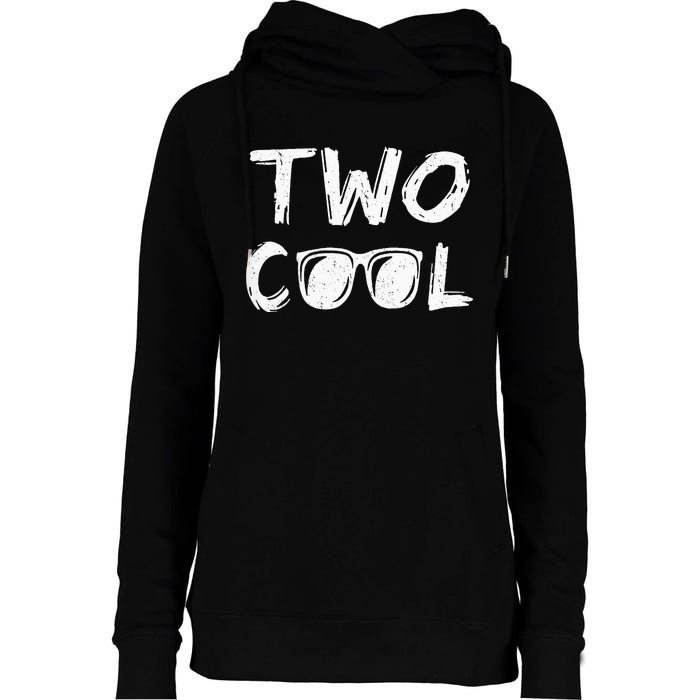 Kids Two Cool 2nd Birthday Gift 2 Year Old Second Bday Womens Funnel Neck Pullover Hood