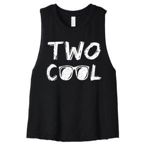 Kids Two Cool 2nd Birthday Gift 2 Year Old Second Bday Women's Racerback Cropped Tank