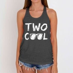 Kids Two Cool 2nd Birthday Gift 2 Year Old Second Bday Women's Knotted Racerback Tank