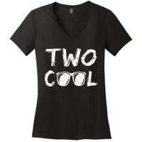 Kids Two Cool 2nd Birthday Gift 2 Year Old Second Bday Women's V-Neck T-Shirt