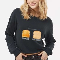 Know The Difference Toast Raw Toast Cropped Pullover Crew