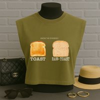 Know The Difference Toast Raw Toast Garment-Dyed Women's Muscle Tee