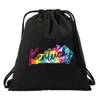 Kentucky Tie Dye State Map Pride Hippie Vintage Retro Drawstring Bag