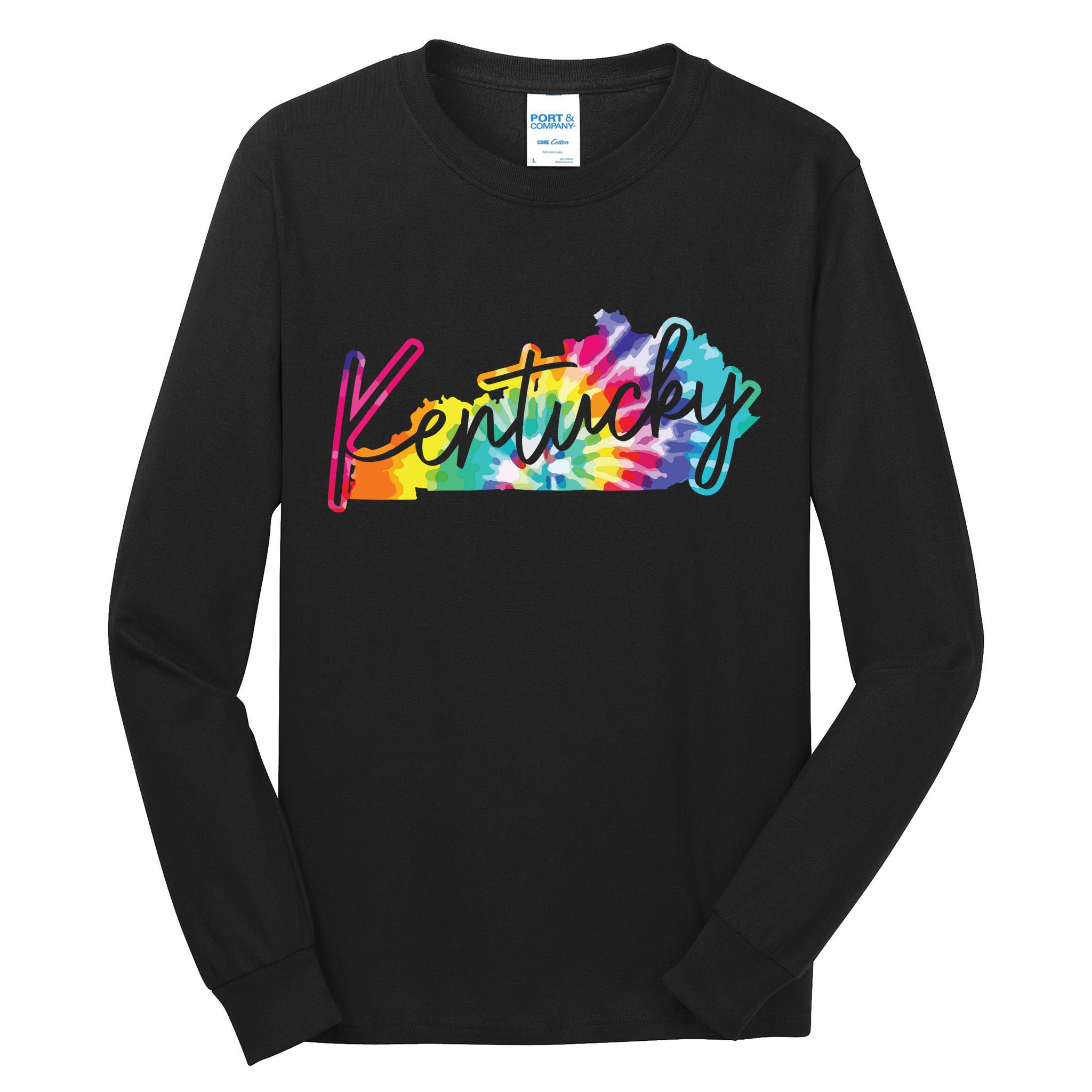 Kentucky Tie Dye State Map Pride Hippie Vintage Retro Tall Long Sleeve T-Shirt