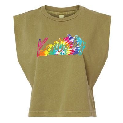 Kentucky Tie Dye State Map Pride Hippie Vintage Retro Garment-Dyed Women's Muscle Tee