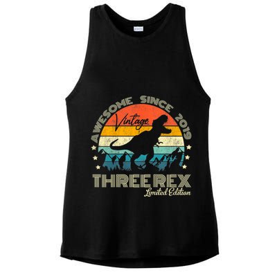 Kids Third Dinosaur 3 Year Old 2019 Three Rex 3rd Birthday Ladies PosiCharge Tri-Blend Wicking Tank
