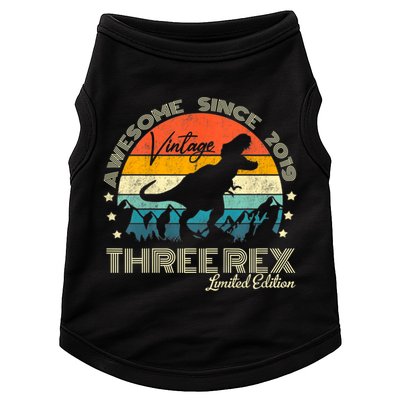 Kids Third Dinosaur 3 Year Old 2019 Three Rex 3rd Birthday Doggie Tank