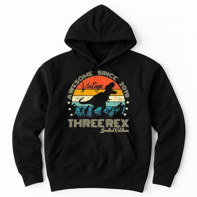 Kids Third Dinosaur 3 Year Old 2019 Three Rex 3rd Birthday Hoodie