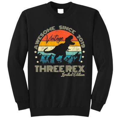 Kids Third Dinosaur 3 Year Old 2019 Three Rex 3rd Birthday Sweatshirt