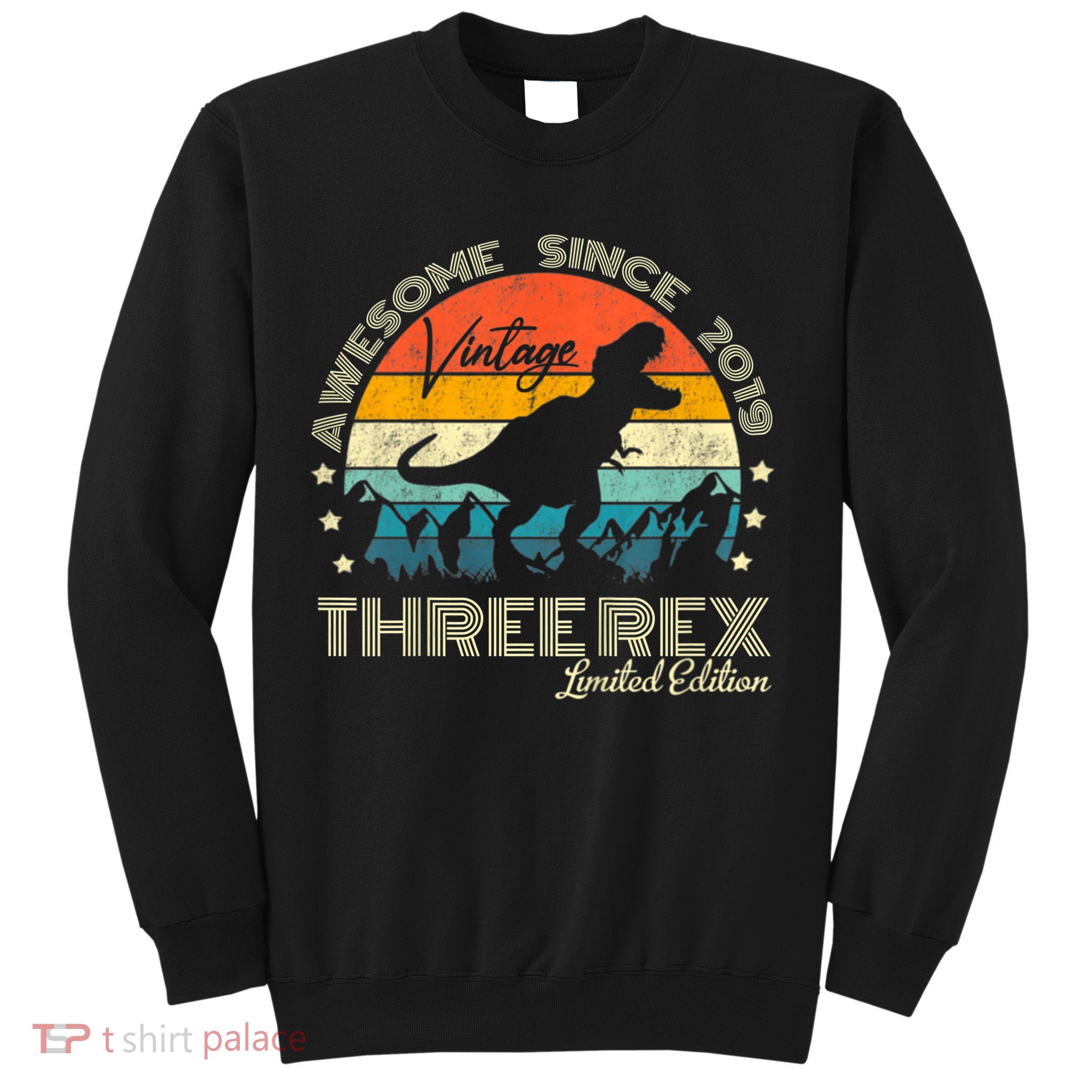 Kids Third Dinosaur 3 Year Old 2019 Three Rex 3rd Birthday Sweatshirt