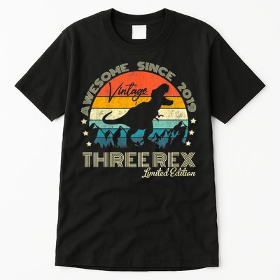 Kids Third Dinosaur 3 Year Old 2019 Three Rex 3rd Birthday Tall T-Shirt
