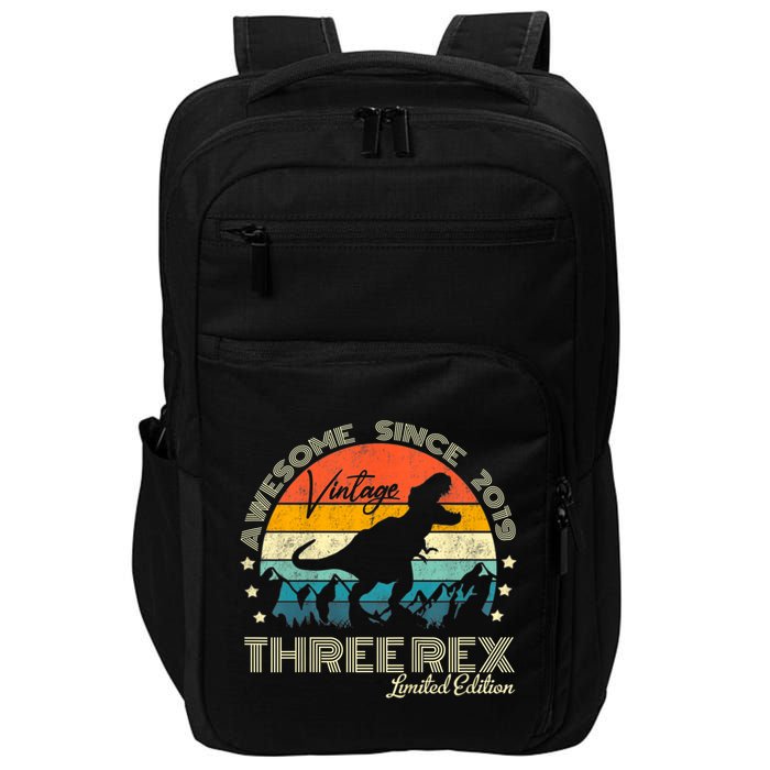 Kids Third Dinosaur 3 Year Old 2019 Three Rex 3rd Birthday Impact Tech Backpack