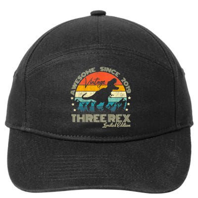 Kids Third Dinosaur 3 Year Old 2019 Three Rex 3rd Birthday 7-Panel Snapback Hat