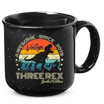 Kids Third Dinosaur 3 Year Old 2019 Three Rex 3rd Birthday 15oz Campfire Ceramic Mug