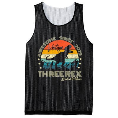Kids Third Dinosaur 3 Year Old 2019 Three Rex 3rd Birthday Mesh Reversible Basketball Jersey Tank