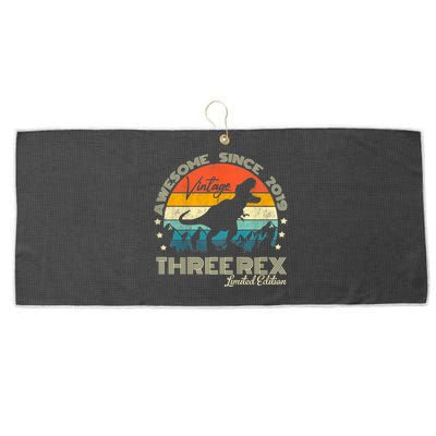 Kids Third Dinosaur 3 Year Old 2019 Three Rex 3rd Birthday Large Microfiber Waffle Golf Towel