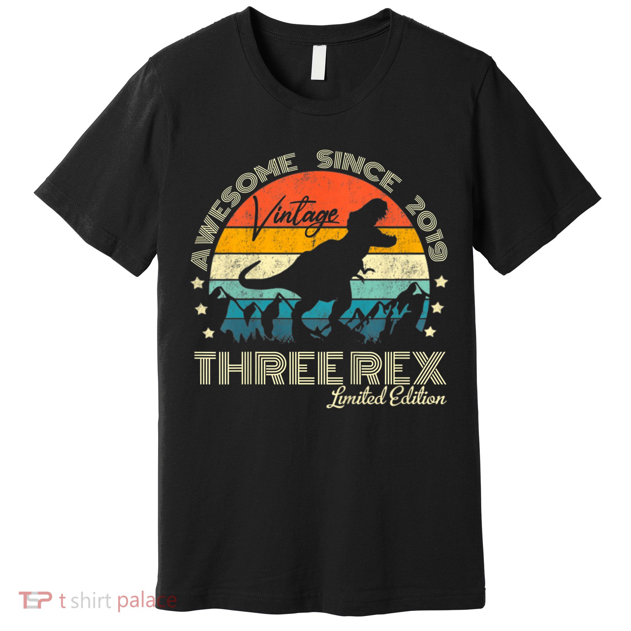 Kids Third Dinosaur 3 Year Old 2019 Three Rex 3rd Birthday Premium T-Shirt