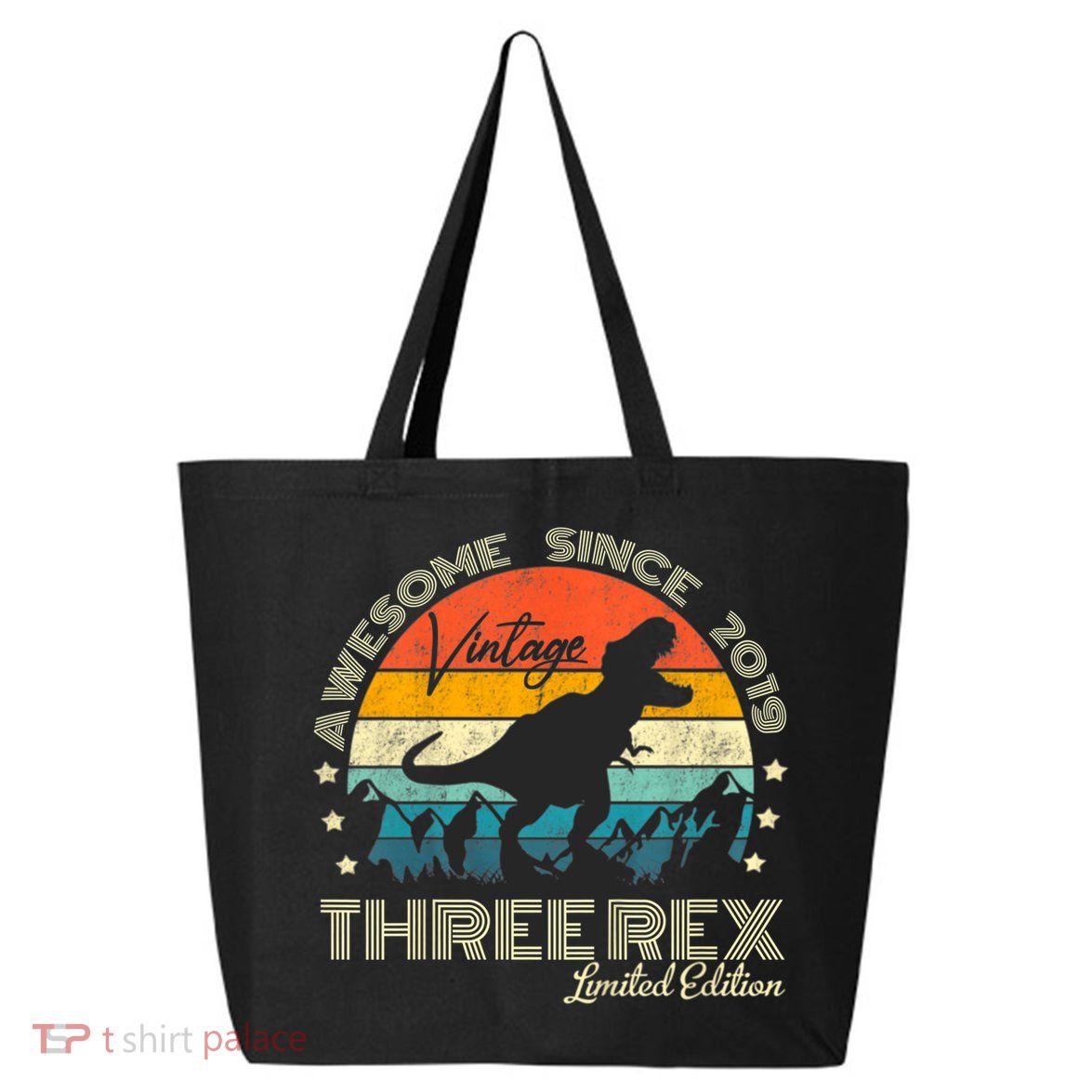 Kids Third Dinosaur 3 Year Old 2019 Three Rex 3rd Birthday 25L Jumbo Tote