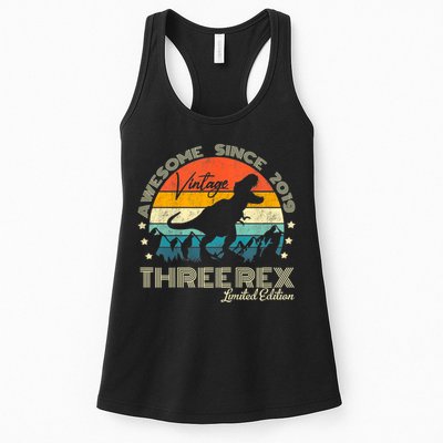 Kids Third Dinosaur 3 Year Old 2019 Three Rex 3rd Birthday Womens Tank Top