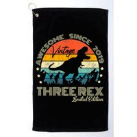 Kids Third Dinosaur 3 Year Old 2019 Three Rex 3rd Birthday Golf Towel