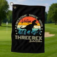 Kids Third Dinosaur 3 Year Old 2019 Three Rex 3rd Birthday Golf Towel