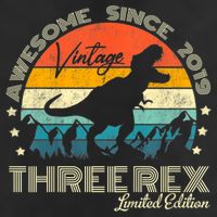 Kids Third Dinosaur 3 Year Old 2019 Three Rex 3rd Birthday Golf Towel