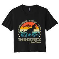 Kids Third Dinosaur 3 Year Old 2019 Three Rex 3rd Birthday Crop Top