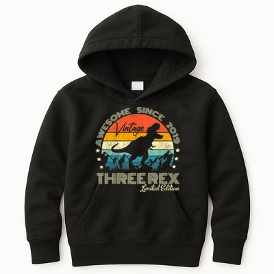 Kids Third Dinosaur 3 Year Old 2019 Three Rex 3rd Birthday Kids Hoodie