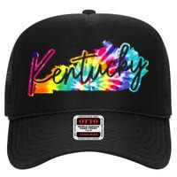 Kentucky Tie Dye State Map Pride Hippie Vintage Retro High Crown Mesh Back Trucker Hat