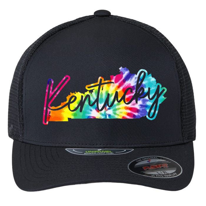 Kentucky Tie Dye State Map Pride Hippie Vintage Retro Flexfit Unipanel Trucker Cap