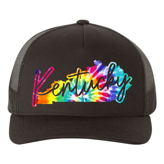 Kentucky Tie Dye State Map Pride Hippie Vintage Retro Yupoong Adult 5-Panel Trucker Hat