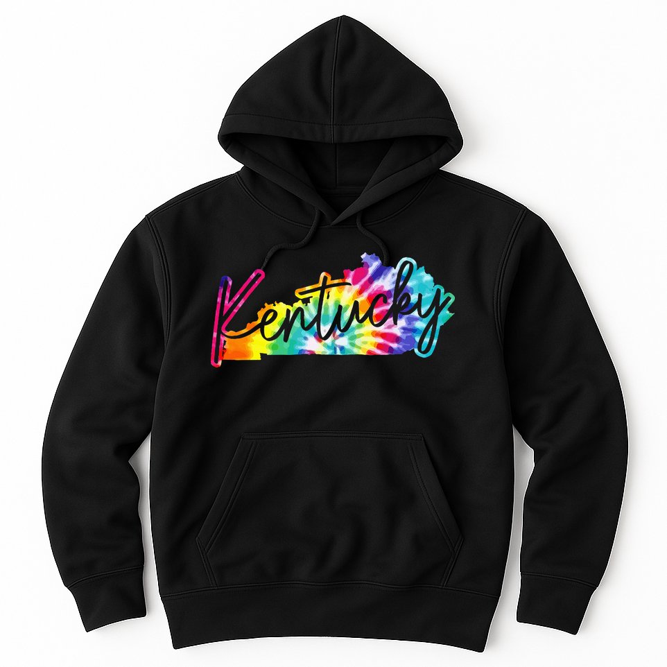 Kentucky Tie Dye State Map Pride Hippie Vintage Retro Hoodie