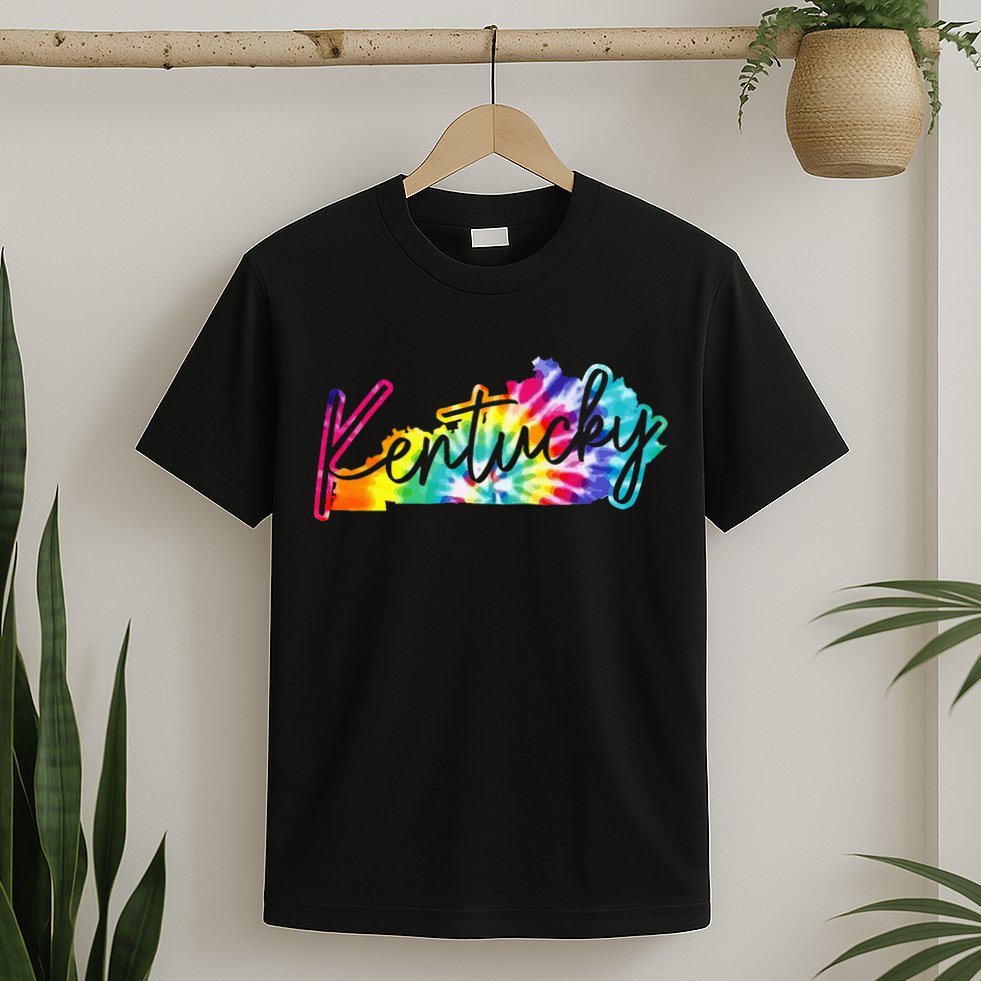 Kentucky Tie Dye State Map Pride Hippie Vintage Retro T-Shirt