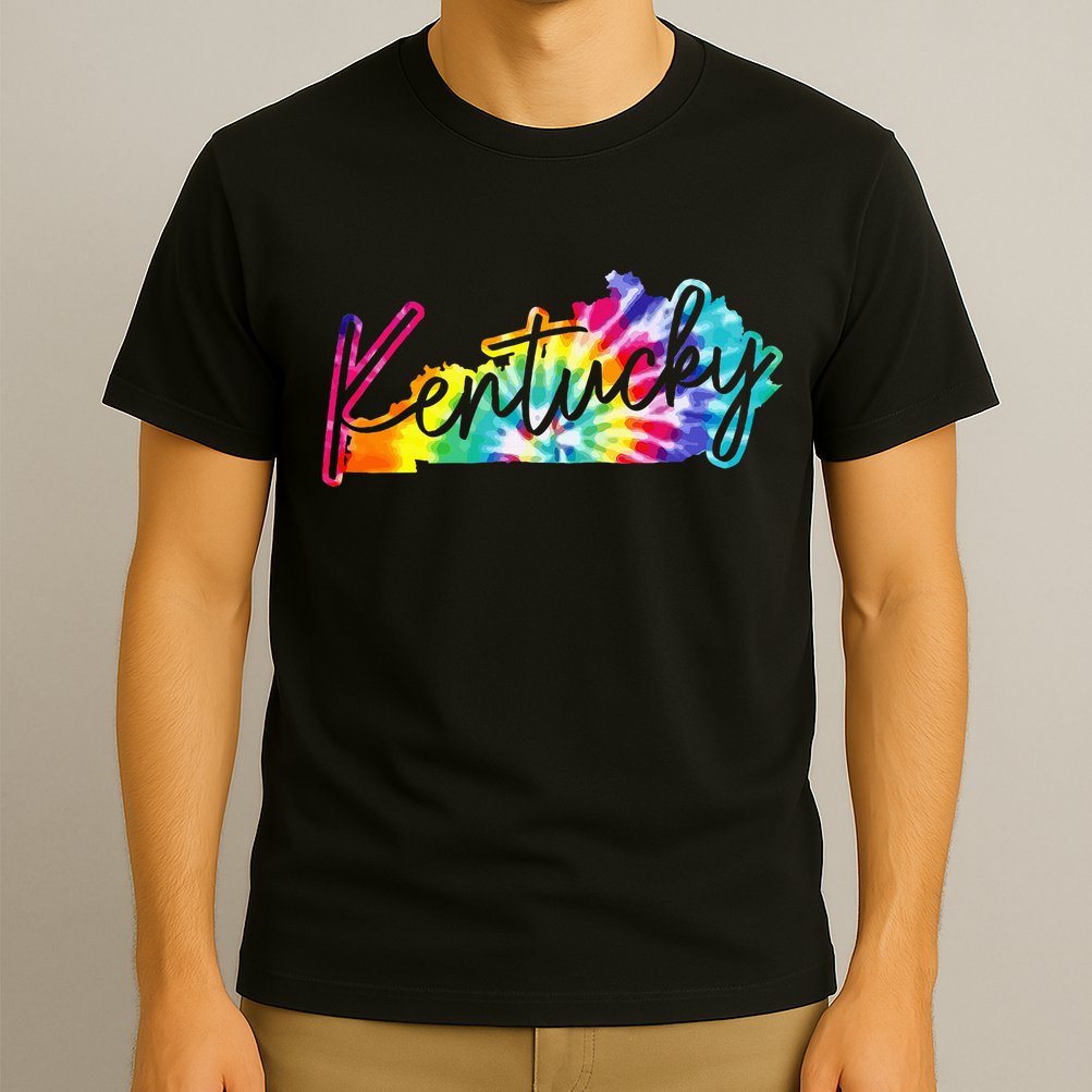 Kentucky Tie Dye State Map Pride Hippie Vintage Retro T-Shirt