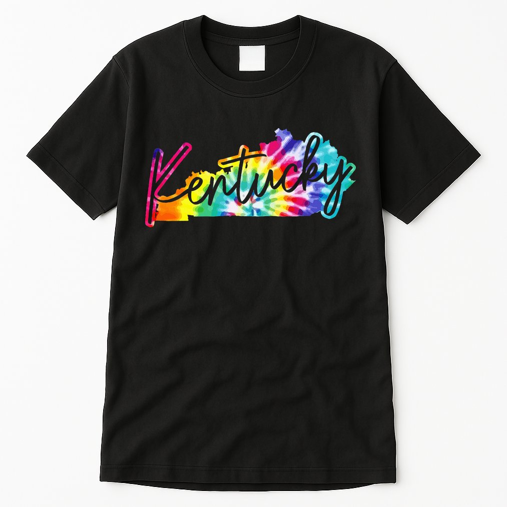 Kentucky Tie Dye State Map Pride Hippie Vintage Retro Tall T-Shirt