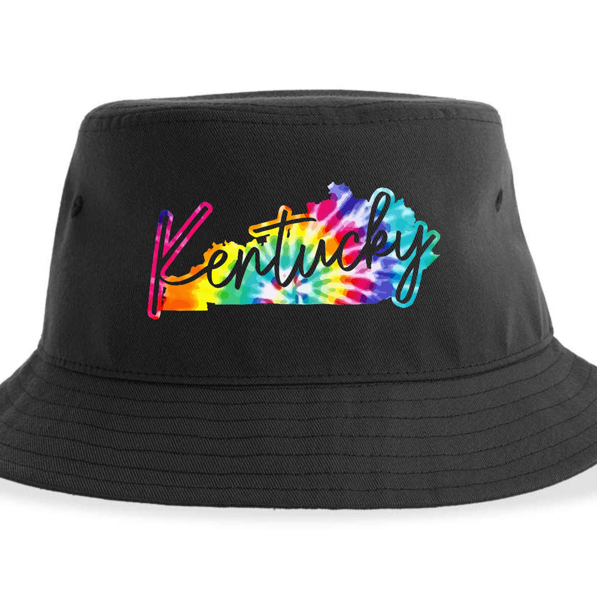 Kentucky Tie Dye State Map Pride Hippie Vintage Retro Sustainable Bucket Hat