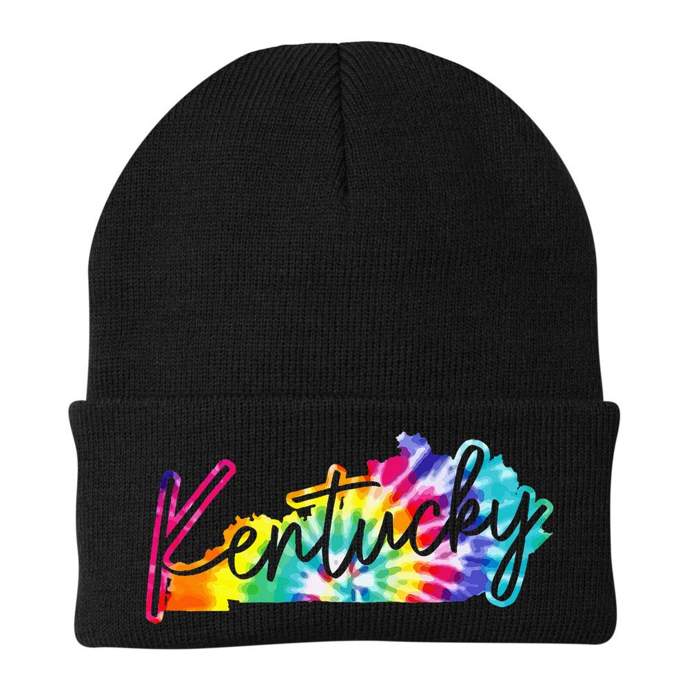 Kentucky Tie Dye State Map Pride Hippie Vintage Retro Beanie
