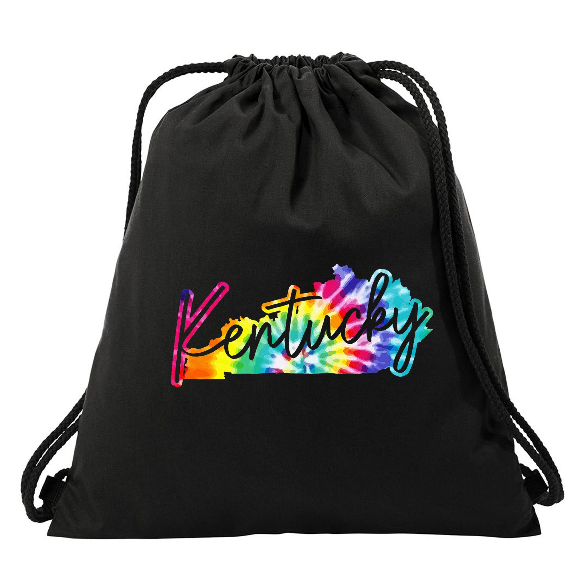 Kentucky Tie Dye State Map Pride Hippie Vintage Retro Drawstring Bag