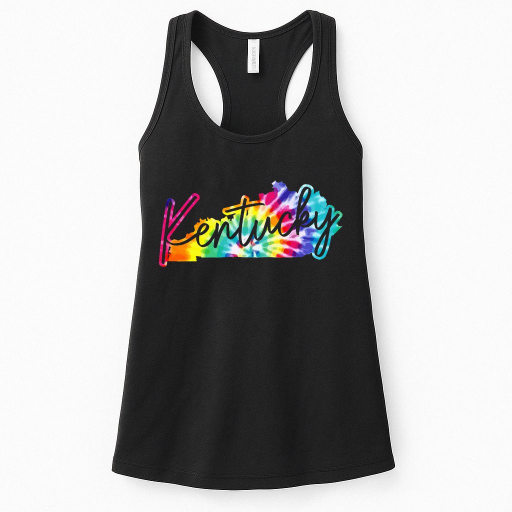 Kentucky Tie Dye State Map Pride Hippie Vintage Retro Womens Tank Top