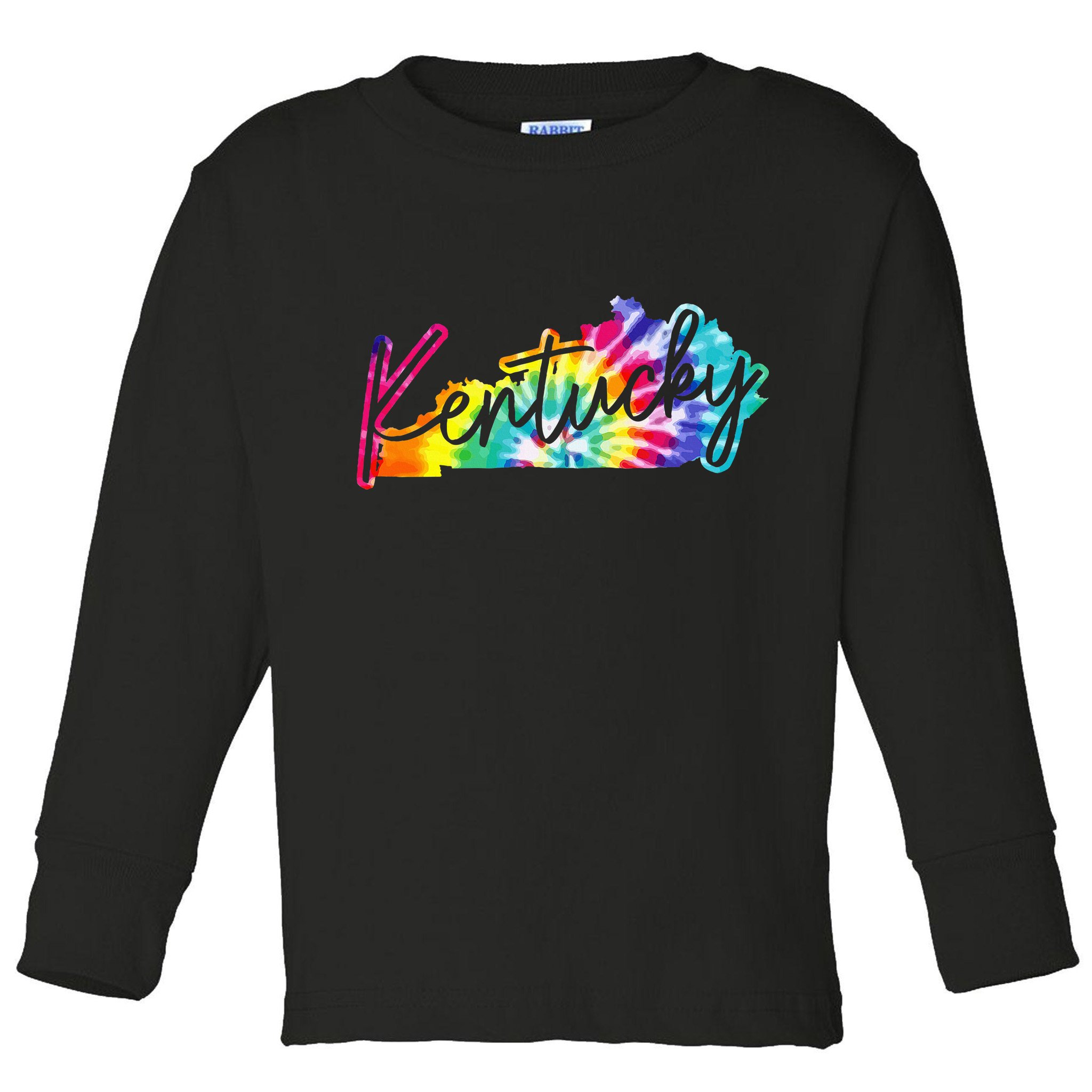 Kentucky Tie Dye State Map Pride Hippie Vintage Retro Toddler Long Sleeve Shirt