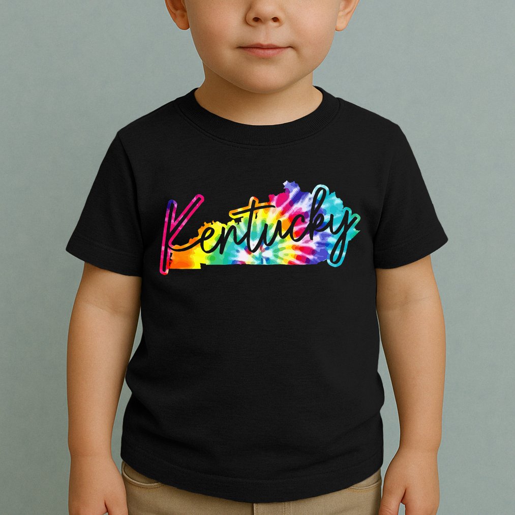 Kentucky Tie Dye State Map Pride Hippie Vintage Retro Toddler T-Shirt