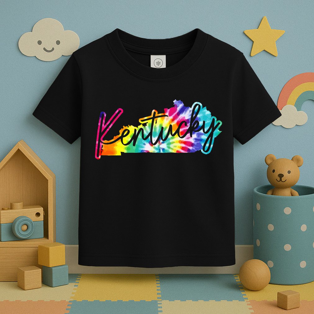 Kentucky Tie Dye State Map Pride Hippie Vintage Retro Toddler T-Shirt