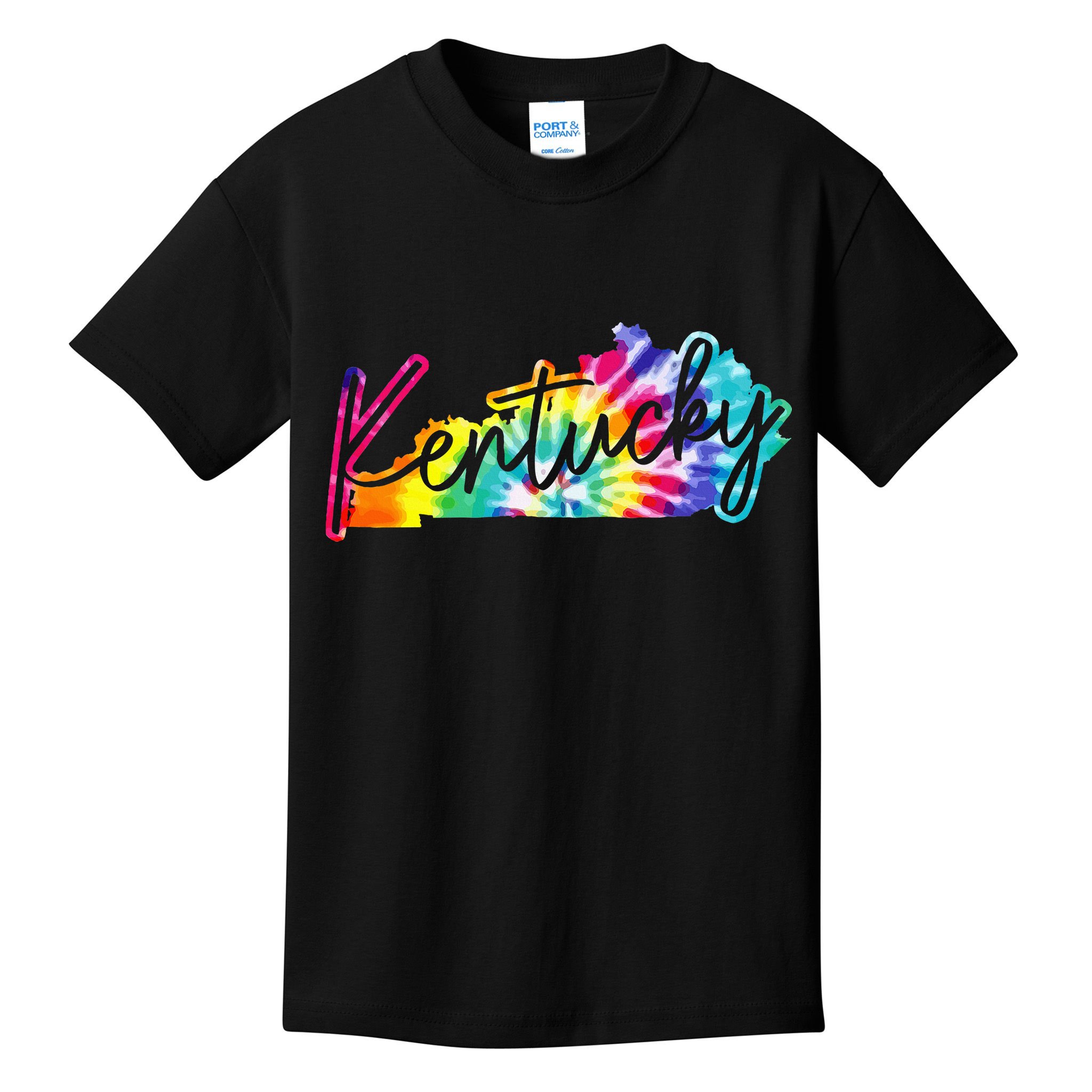 Kentucky Tie Dye State Map Pride Hippie Vintage Retro Kids T-Shirt