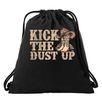 Kick The Dust Up Country Music Western Dancer Cow Drawstring Bag