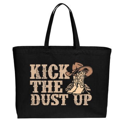 Kick The Dust Up Country Music Western Dancer Cow Cotton Canvas Jumbo Tote