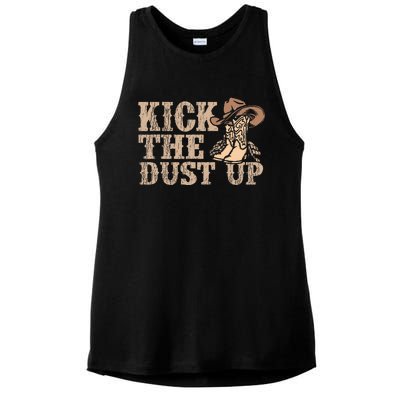 Kick The Dust Up Country Music Western Dancer Cowgirl Ladies PosiCharge Tri-Blend Wicking Tank